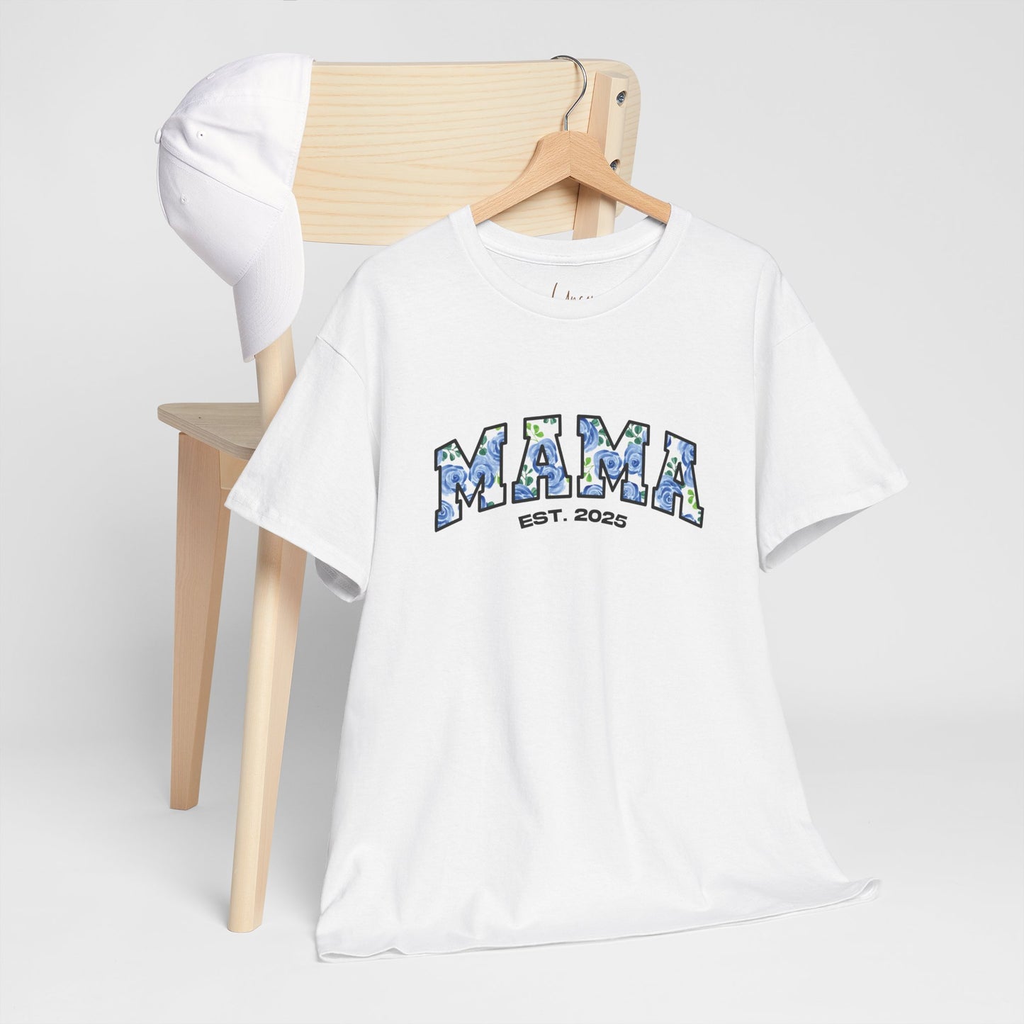 Floral “MAMA”, Customizable Year Cotton Tee