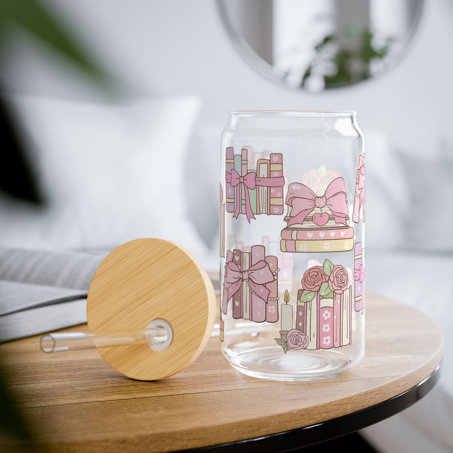 Coquette Book- Themed Glass Jar