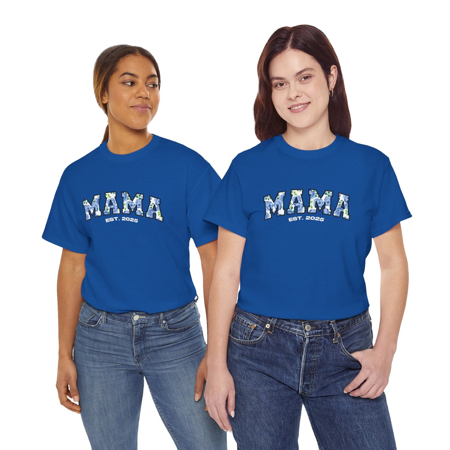 Floral “MAMA”, Customizable Year Cotton Tee