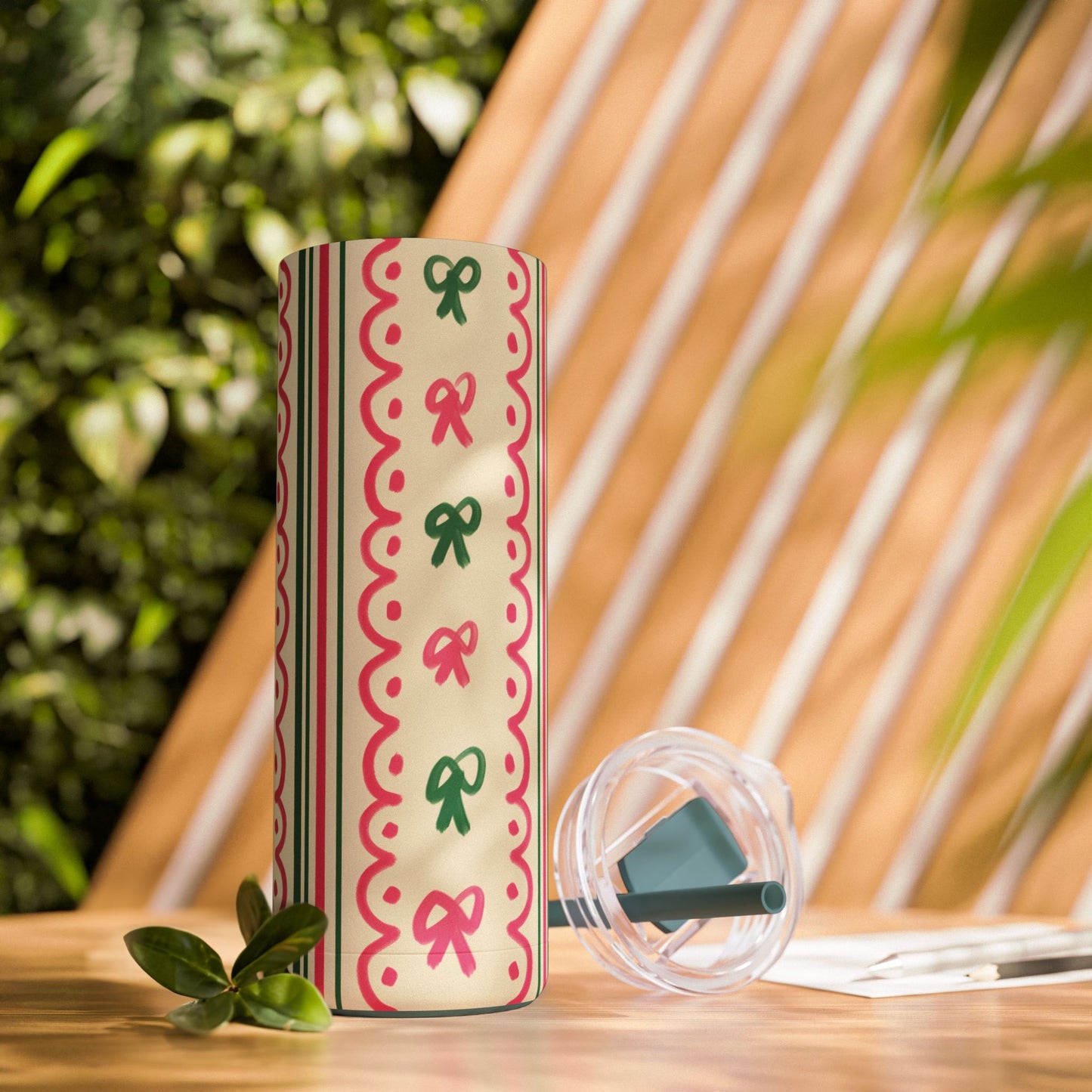 Elegant Bow Themed Skinny Tumbler