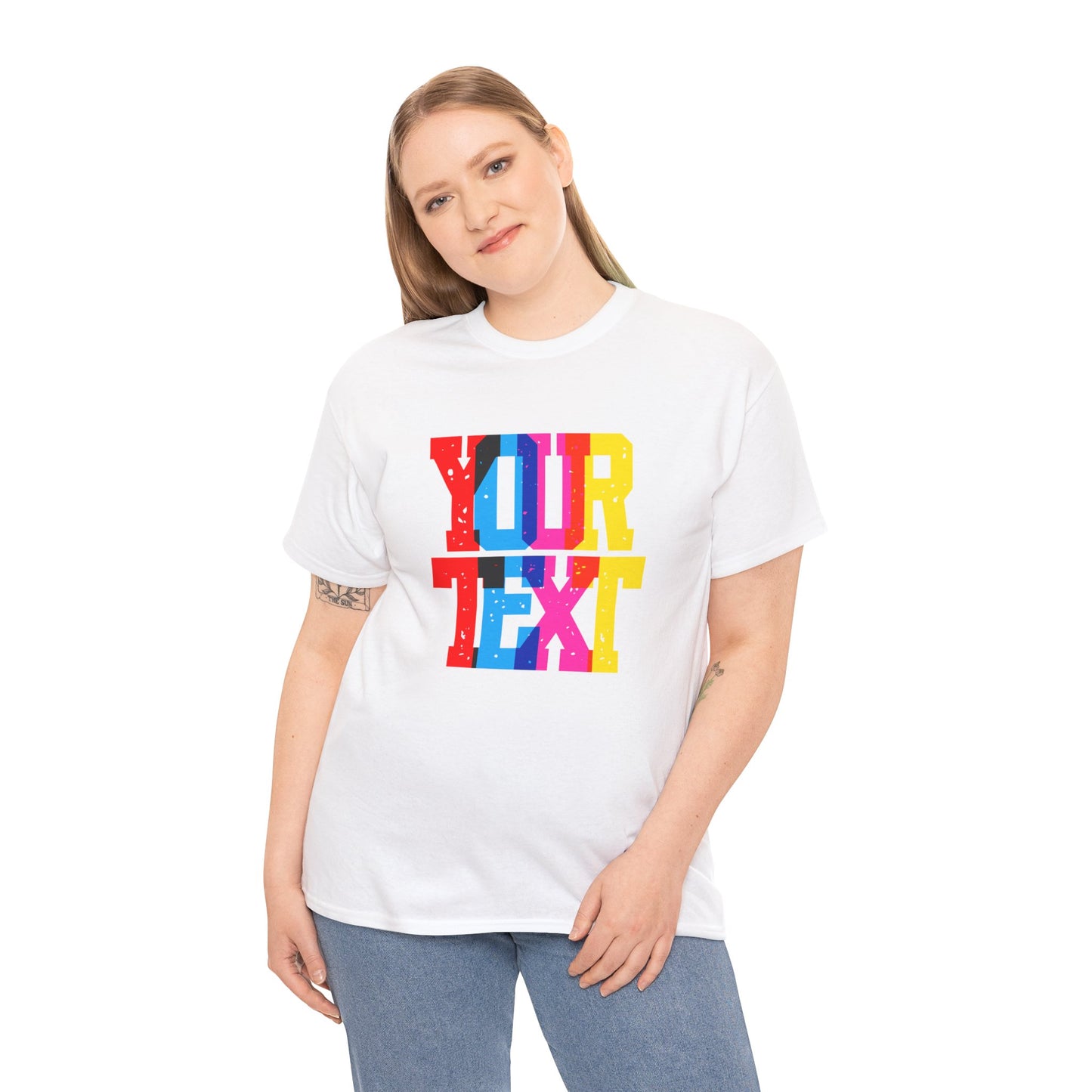Customaizable Bold Block Lettering Unisex Heavy Cotton Tee