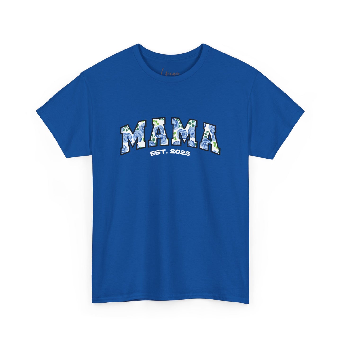 Floral “MAMA”, Customizable Year Cotton Tee