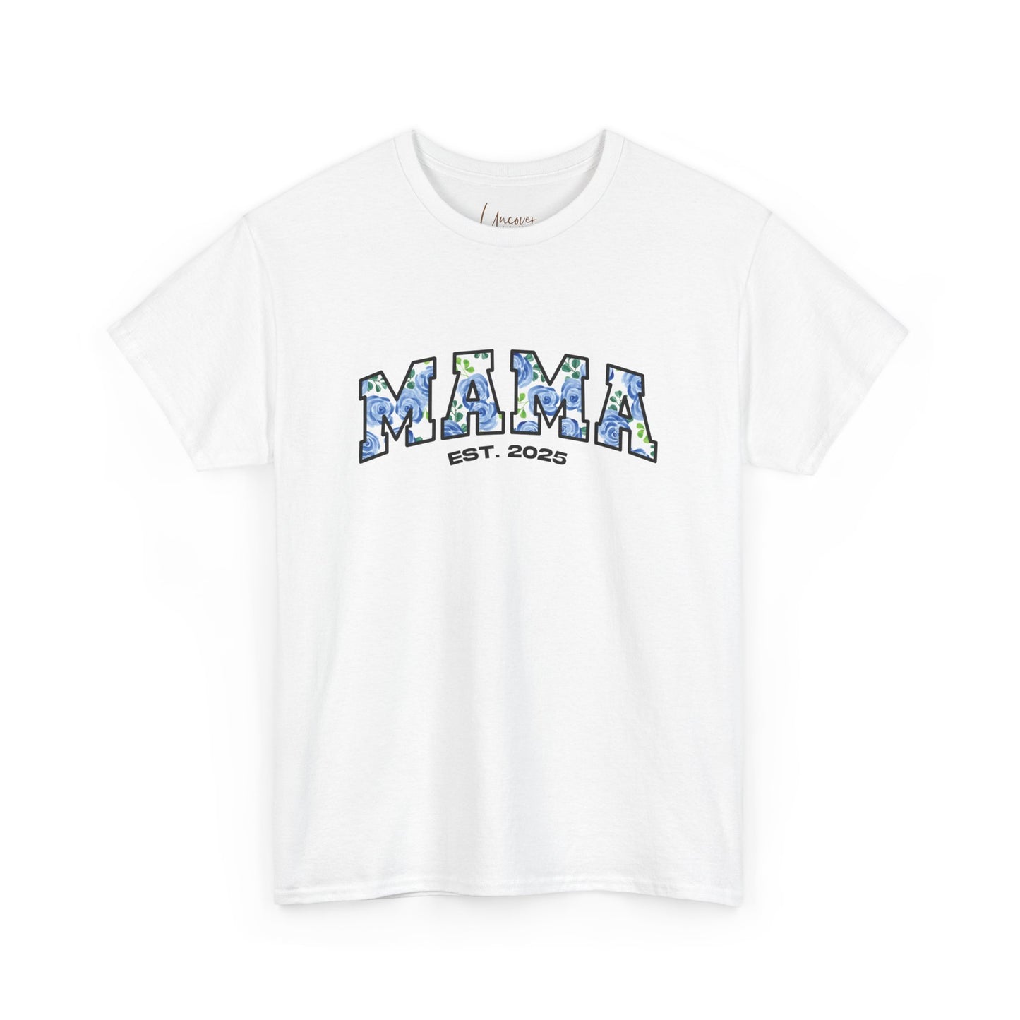 Floral “MAMA”, Customizable Year Cotton Tee