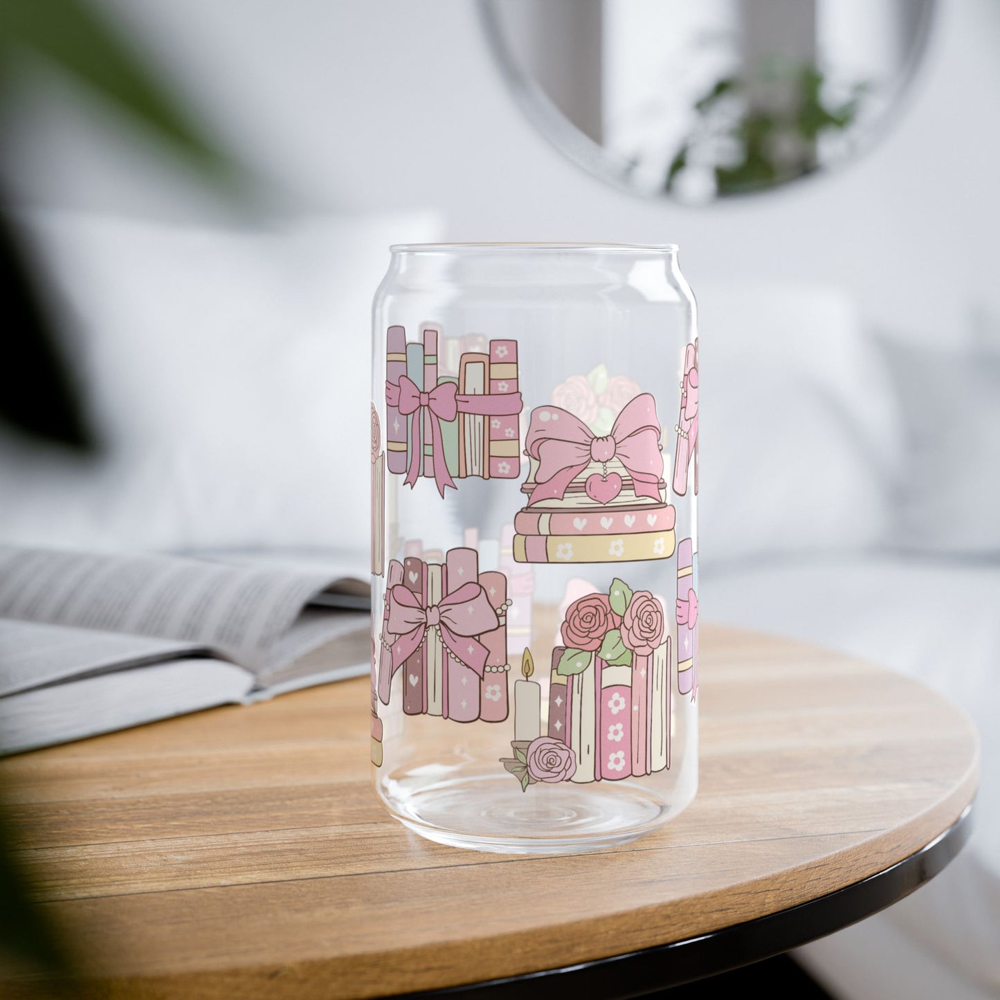 Coquette Book- Themed Glass Jar