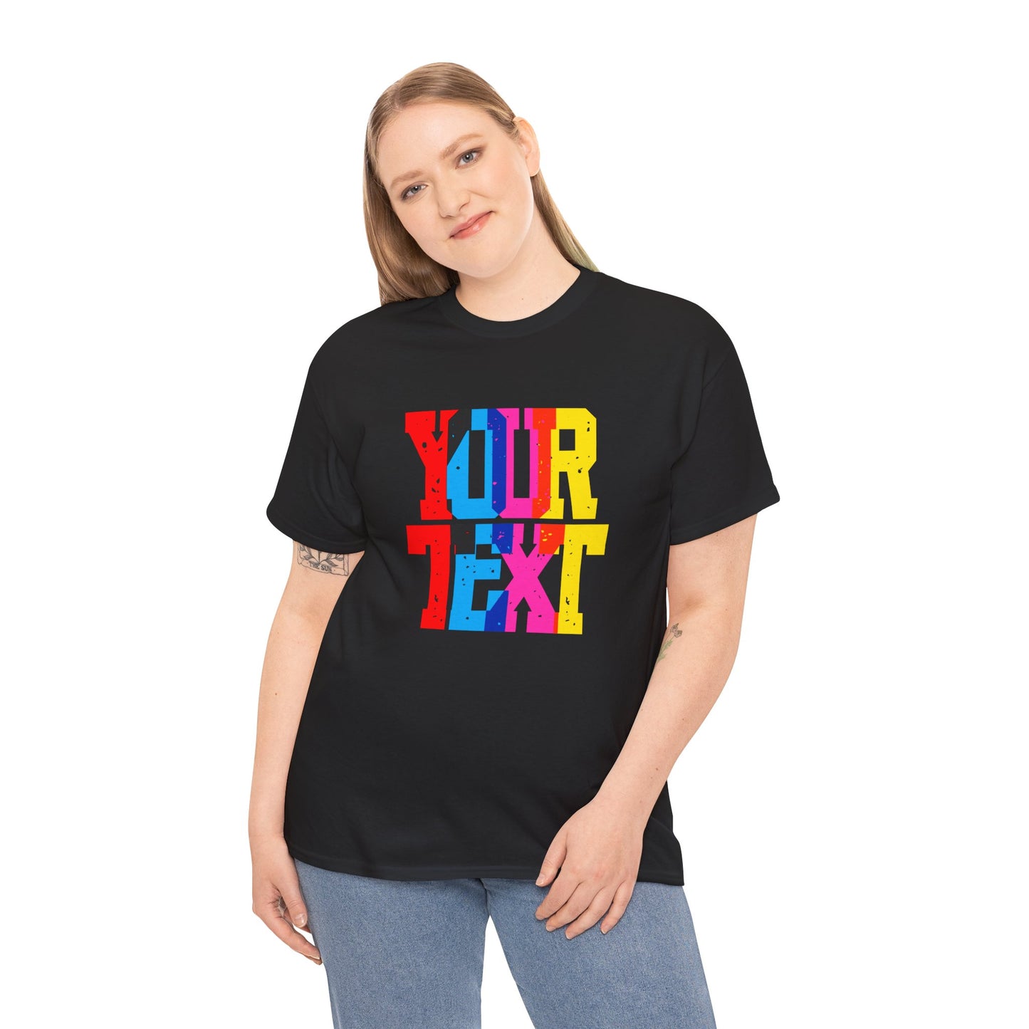 Customaizable Bold Block Lettering Unisex Heavy Cotton Tee