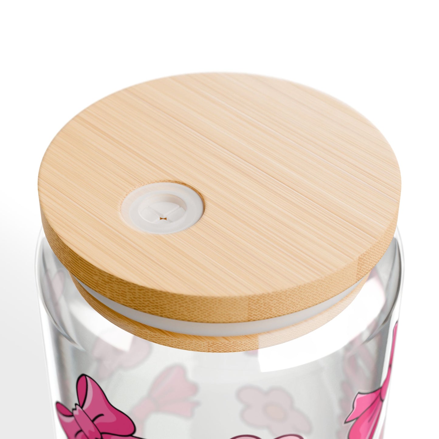 Custom Name Cute Pink Bows & Flowers Glass Tumbler