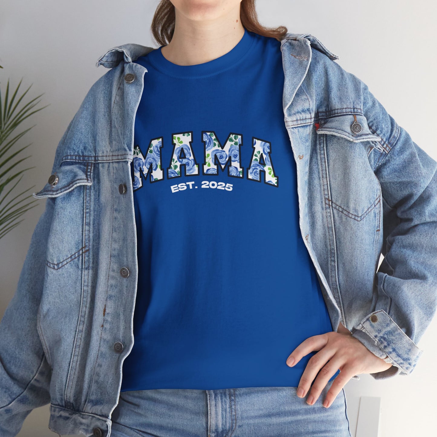 Floral “MAMA”, Customizable Year Cotton Tee