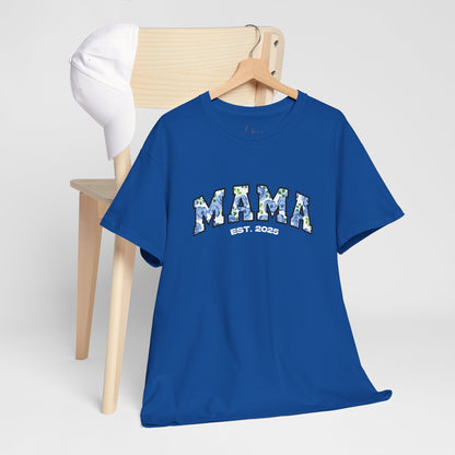 Floral “MAMA”, Customizable Year Cotton Tee
