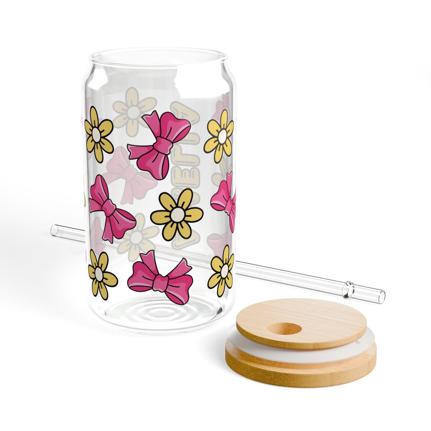 Customizable Bows & Flowers Glass Tumbler