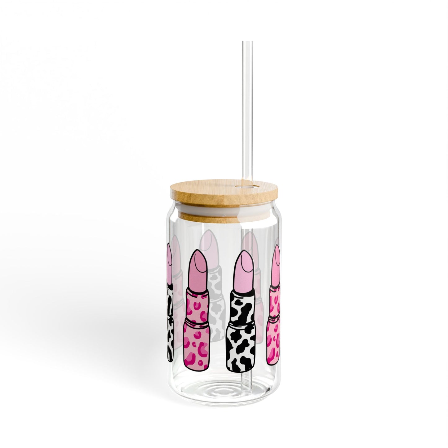 Chic Lipstick Sipper Glass - 16oz with Bamboo Lid & Tritan Straw