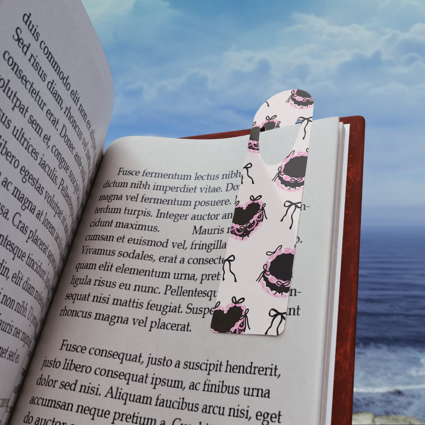 Trendy Coquette Cake Themed Aluminum Bookmark