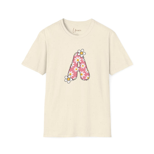 Personalized Floral Initial Softstyle T-Shirt