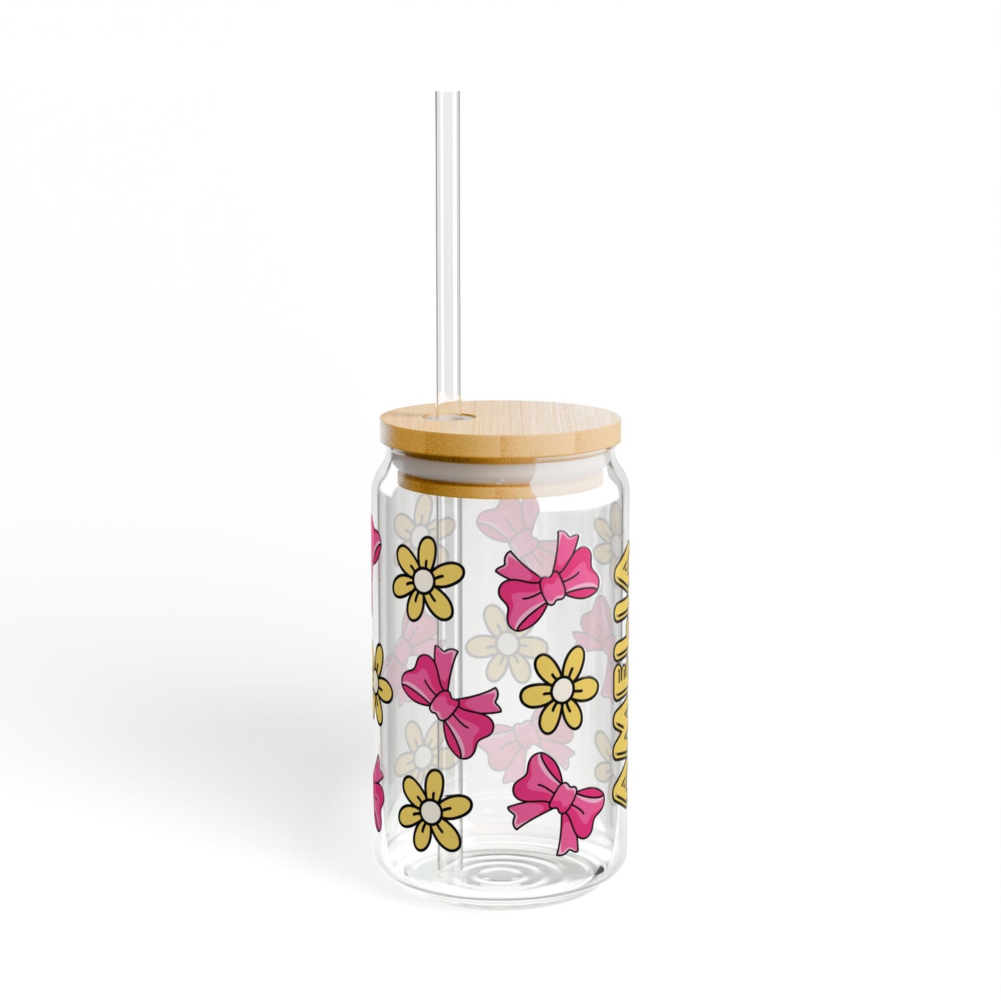 Customizable Bows & Flowers Glass Tumbler