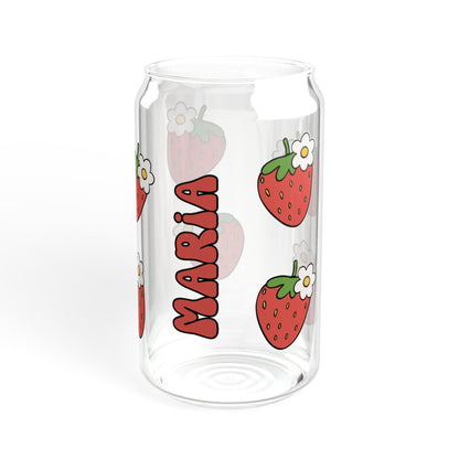 Custom Strawberry Name Glass Jar