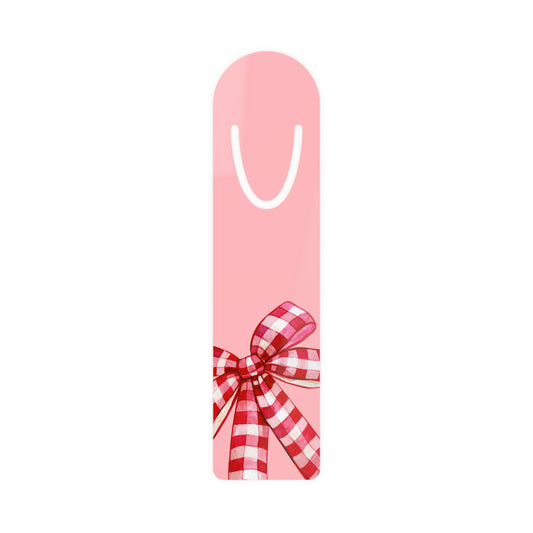 Charming Red Gingham Bow Aluminum Bookmark