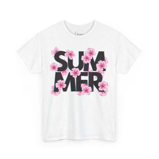 “SUMMER” Floral Cotton Tee – Bold Vibes, Breezy Feels