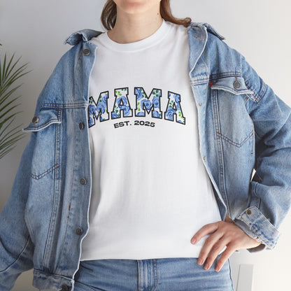 Floral “MAMA”, Customizable Year Cotton Tee