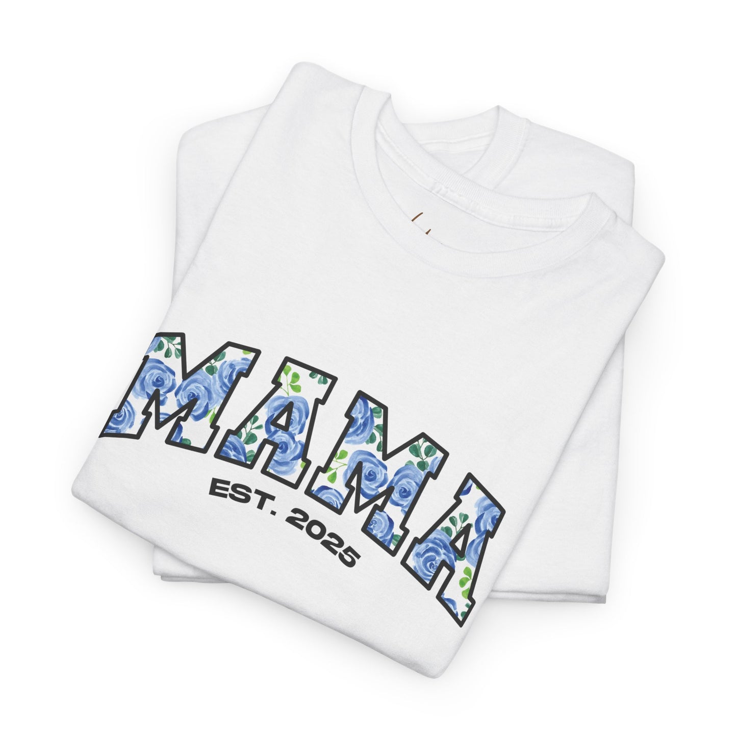 Floral “MAMA”, Customizable Year Cotton Tee