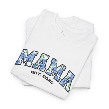 Floral “MAMA”, Customizable Year Cotton Tee