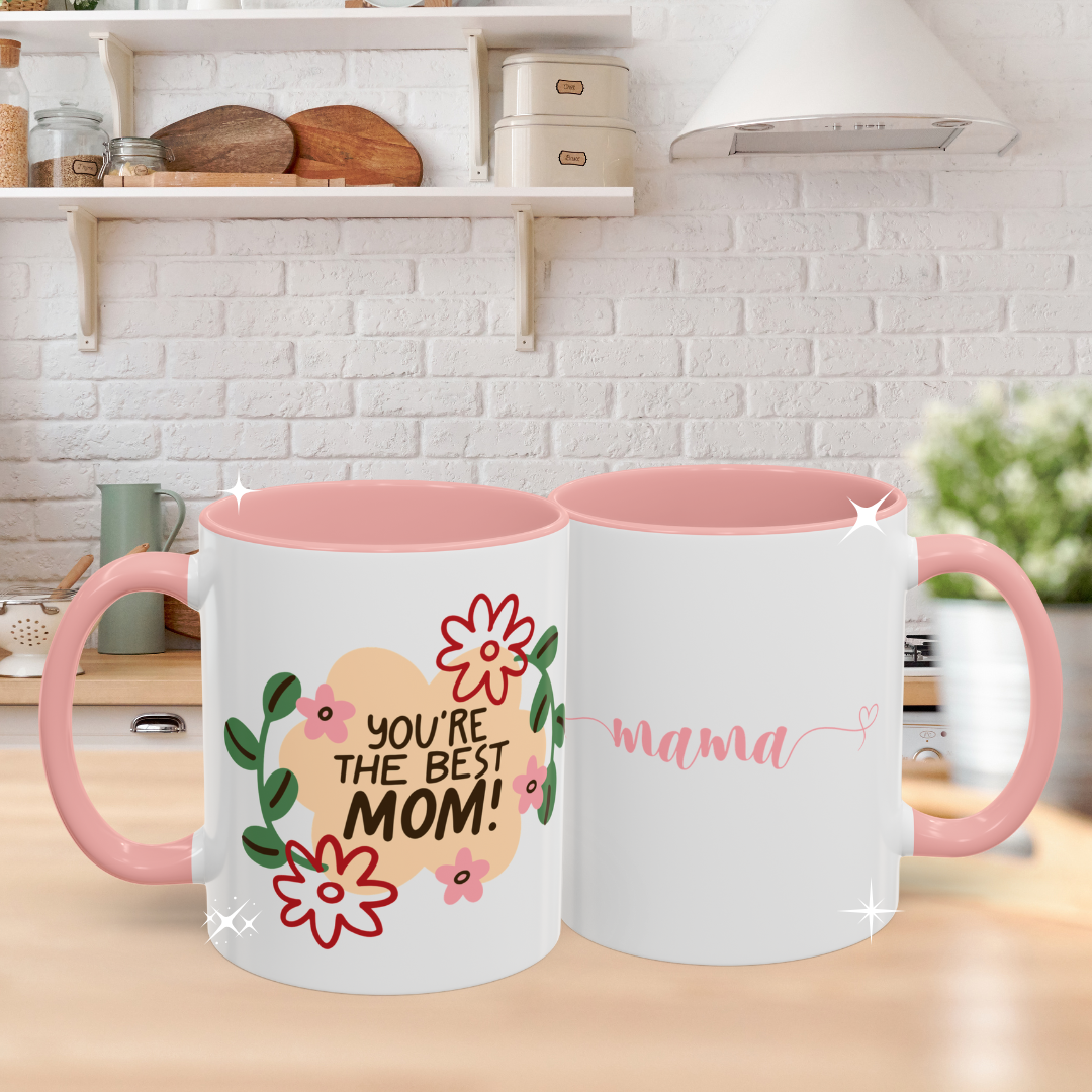 Best Mom's Floral Accent Ceramic Mug