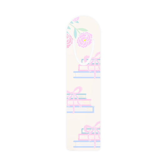 Pastel Floral & Book Stack  Aluminum Bookmark