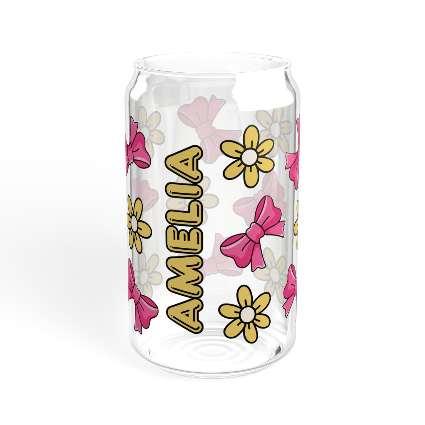 Customizable Bows & Flowers Glass Tumbler