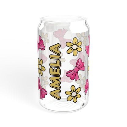 Customizable Bows & Flowers Glass Tumbler