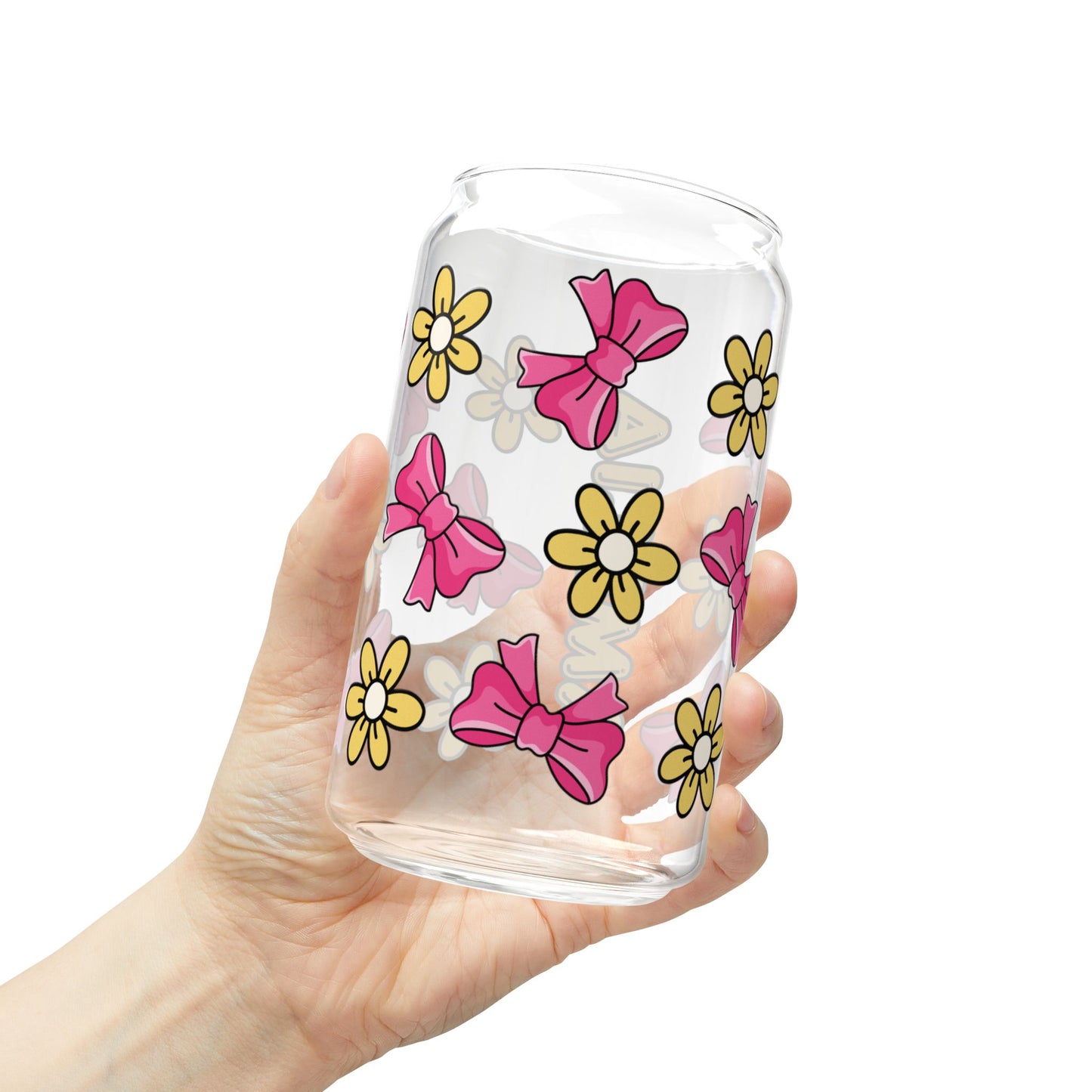 Customizable Bows & Flowers Glass Tumbler