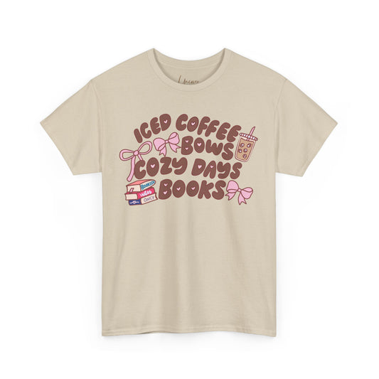 Iced Coffee, Bows, Cozy Days & Books – Aesthetic Cotton Tee