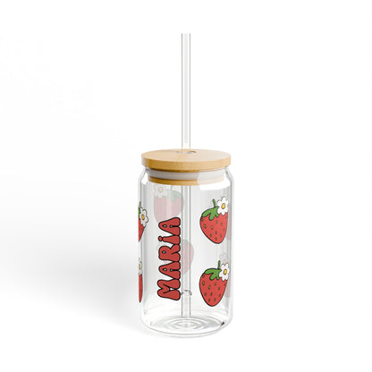 Custom Strawberry Name Glass Jar