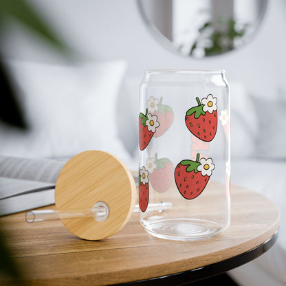 Custom Strawberry Name Glass Jar