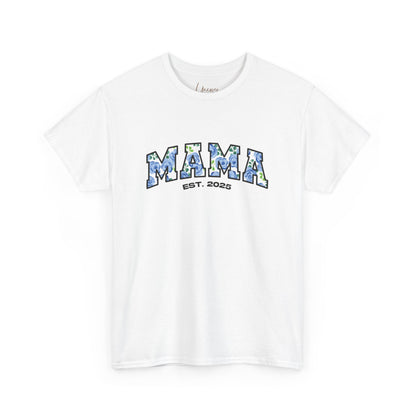 Floral “MAMA”, Customizable Year Cotton Tee
