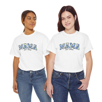 Floral “MAMA”, Customizable Year Cotton Tee