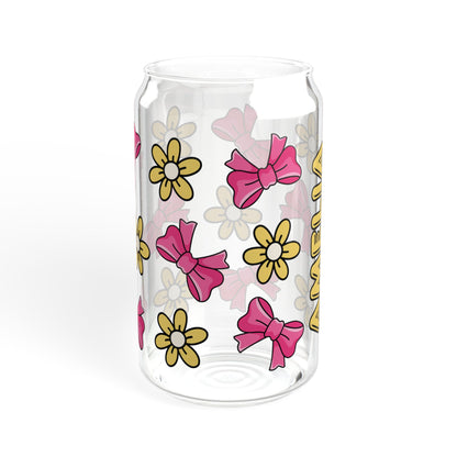 Customizable Bows & Flowers Glass Tumbler