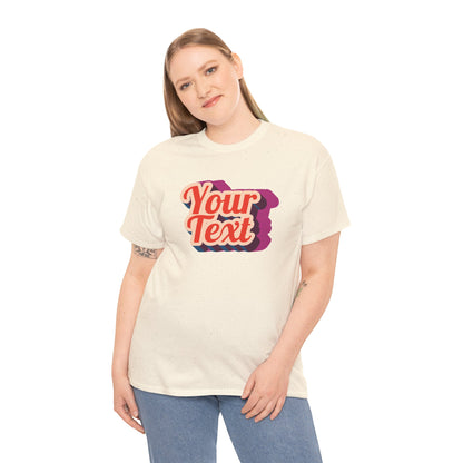 Customizable Retro Cotton Tee – Personalized 3D Layered Text Design