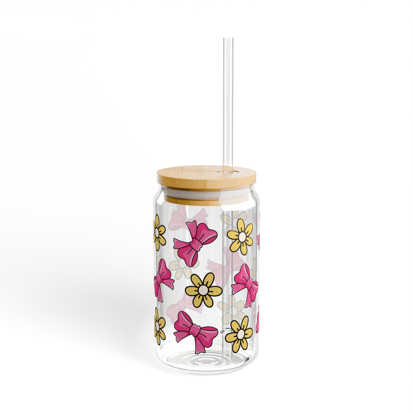 Customizable Bows & Flowers Glass Tumbler