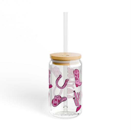 Custom Pink Western Glass Jar