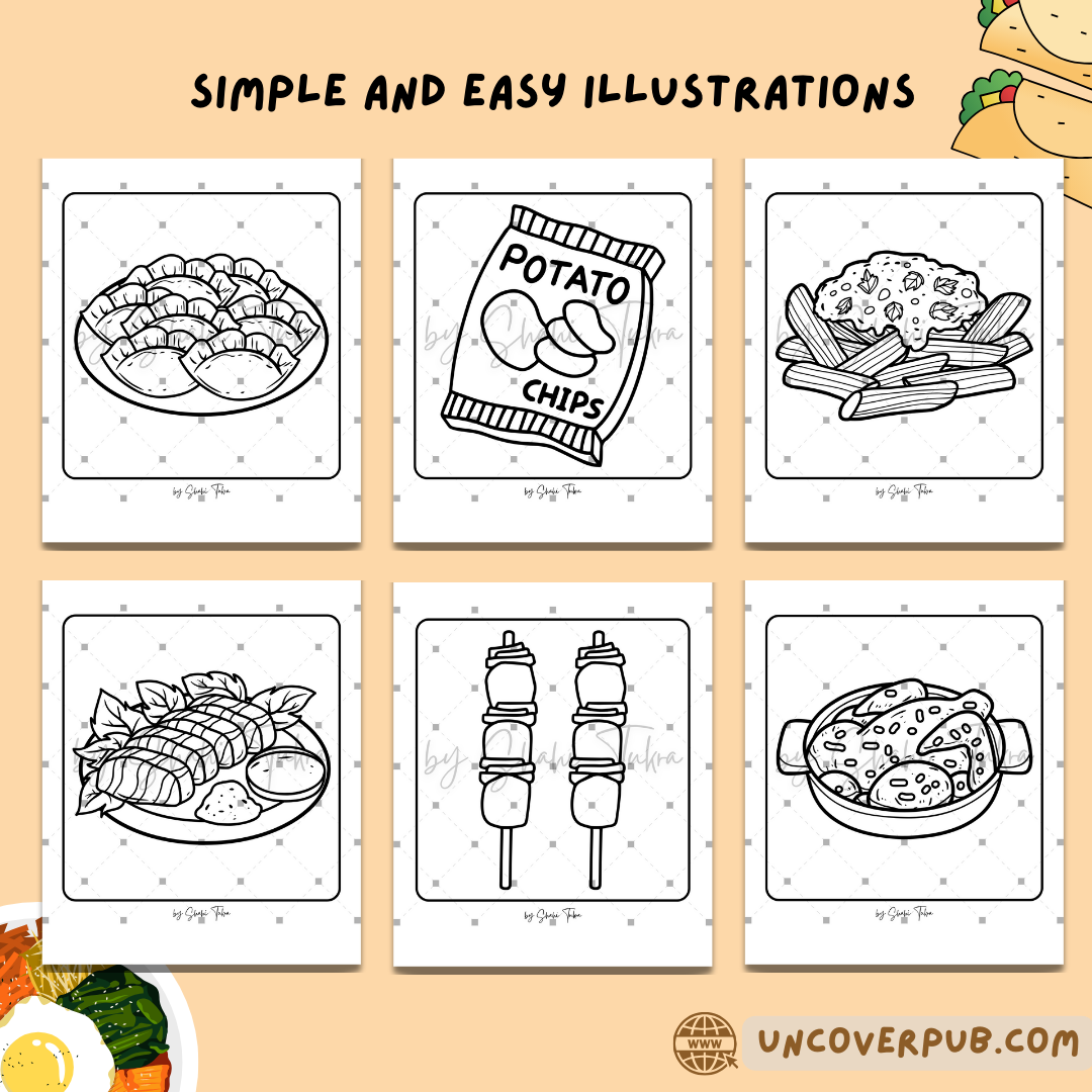 Food and Snacks Coloring Book | Digital Download