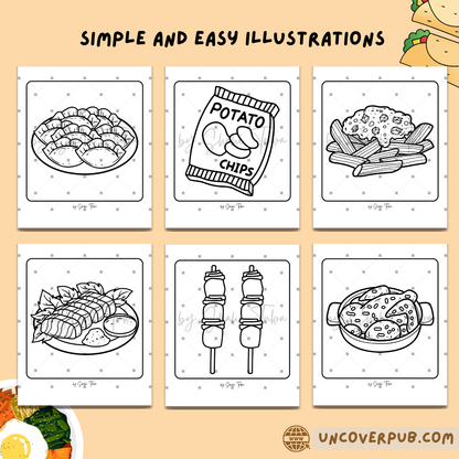 Food and Snacks Coloring Book | Digital Download