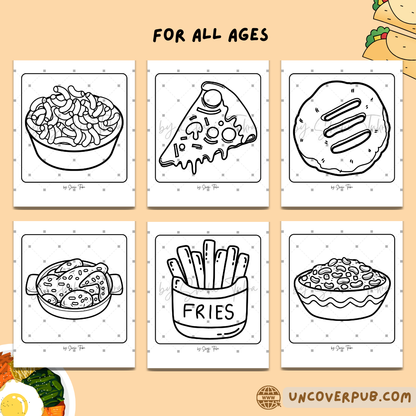 Food and Snacks Coloring Book | Digital Download