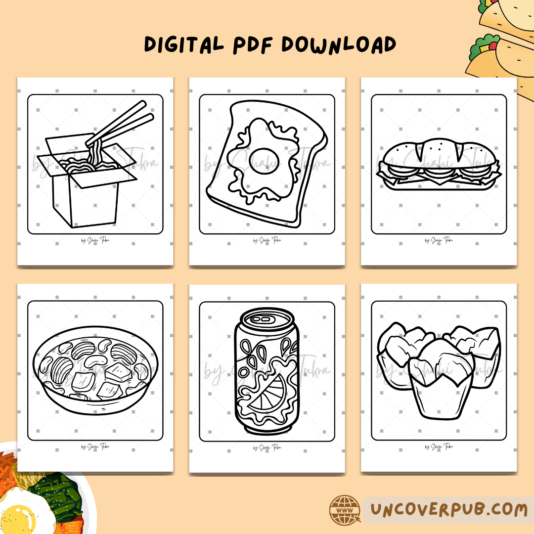 Food and Snacks Coloring Book | Digital Download