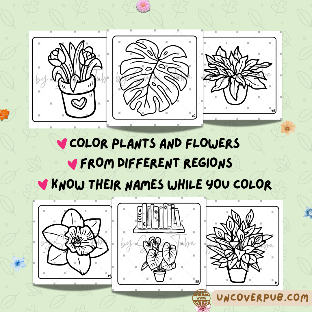 Plants and Flowers Coloring Book