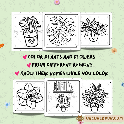 Plants and Flowers Coloring Book